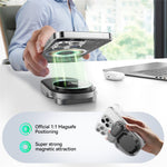 JOYROOM JR-W17 Qi2 3 in 1 Magnetic Wireless Charger for iPhone / AirPods / Apple Watch Foldable 15W Fast Charging Station