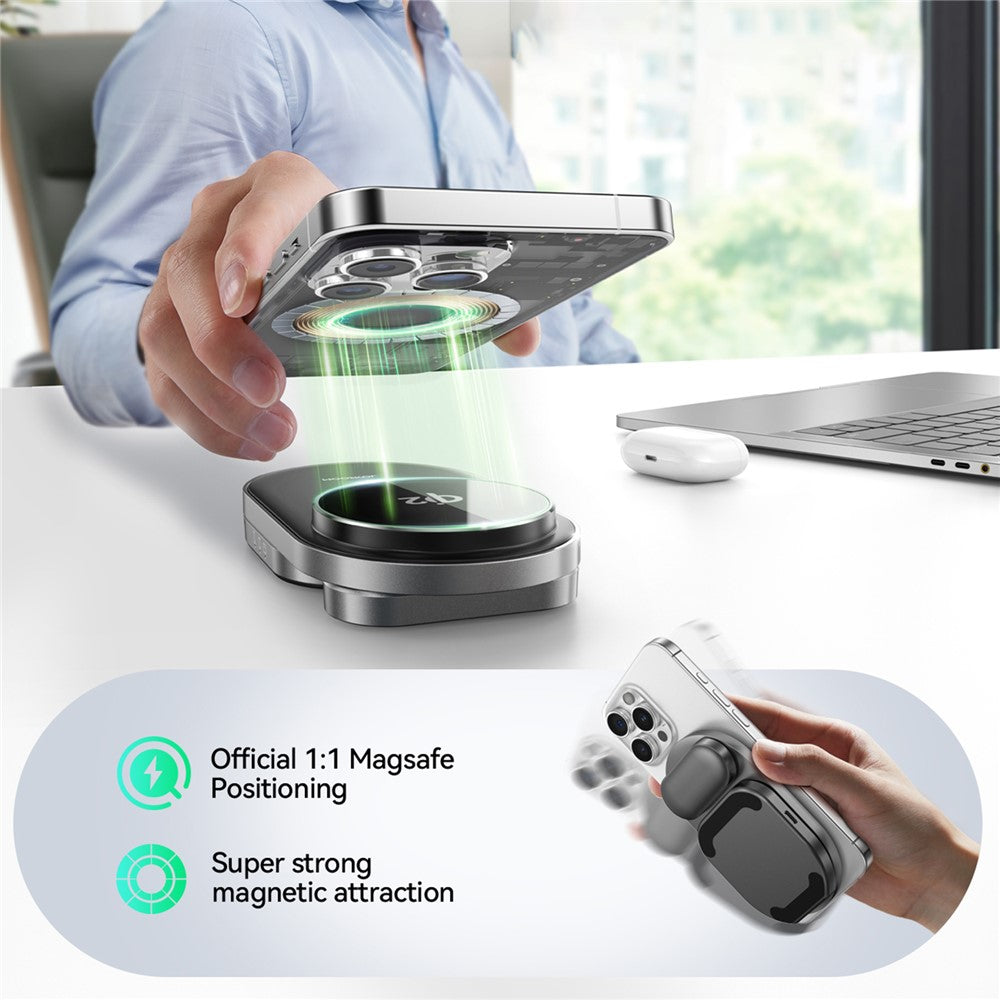 JOYROOM JR-W17 Qi2 3 in 1 Magnetic Wireless Charger for iPhone / AirPods / Apple Watch Foldable 15W Fast Charging Station