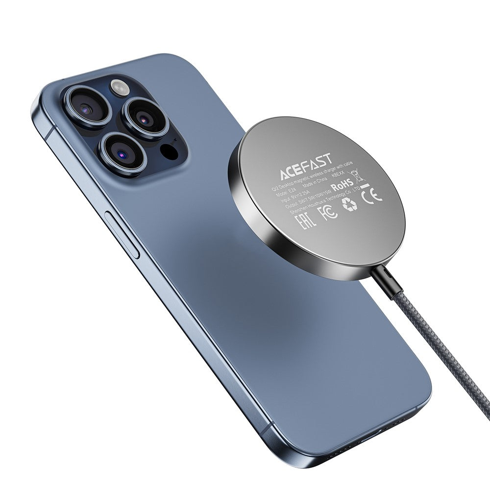 ACEFAST E24 QI2 Skrivebords Magnetisk Trådløs Opladerplade Telefonoplader med Type-C Kabel