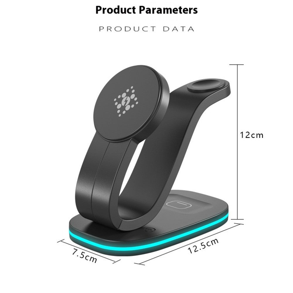 B-28 Multifunction 15W Wireless Charger with Night Light for Phone Watch Earbuds, Standard Version