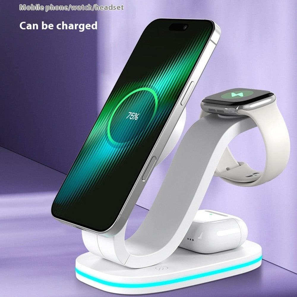 B-28 Multifunction 15W Wireless Charger with Night Light for Phone Watch Earbuds, Standard Version