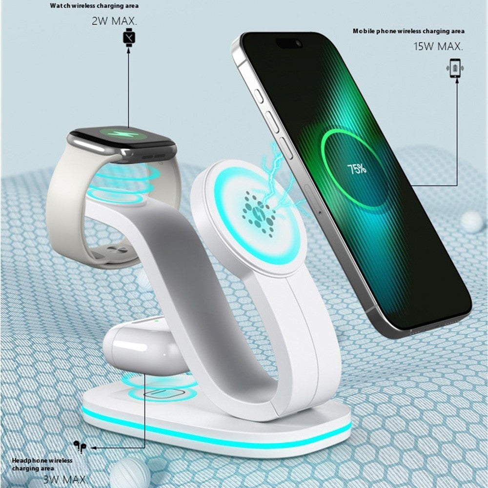 B-28 Multifunction 15W Wireless Charger with Night Light for Phone Watch Earbuds, Standard Version
