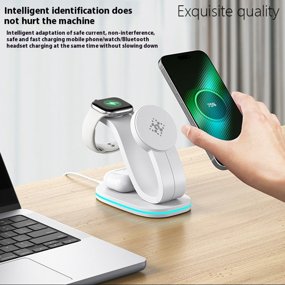 B-28 Multifunction 15W Wireless Charger with Night Light for Phone Watch Earbuds, Standard Version