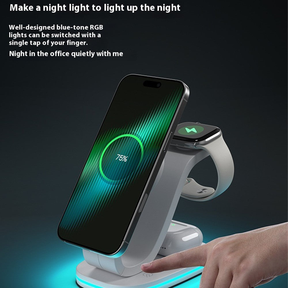 B-28 Multifunction 15W Wireless Charger with Night Light for Phone Watch Earbuds, Standard Version