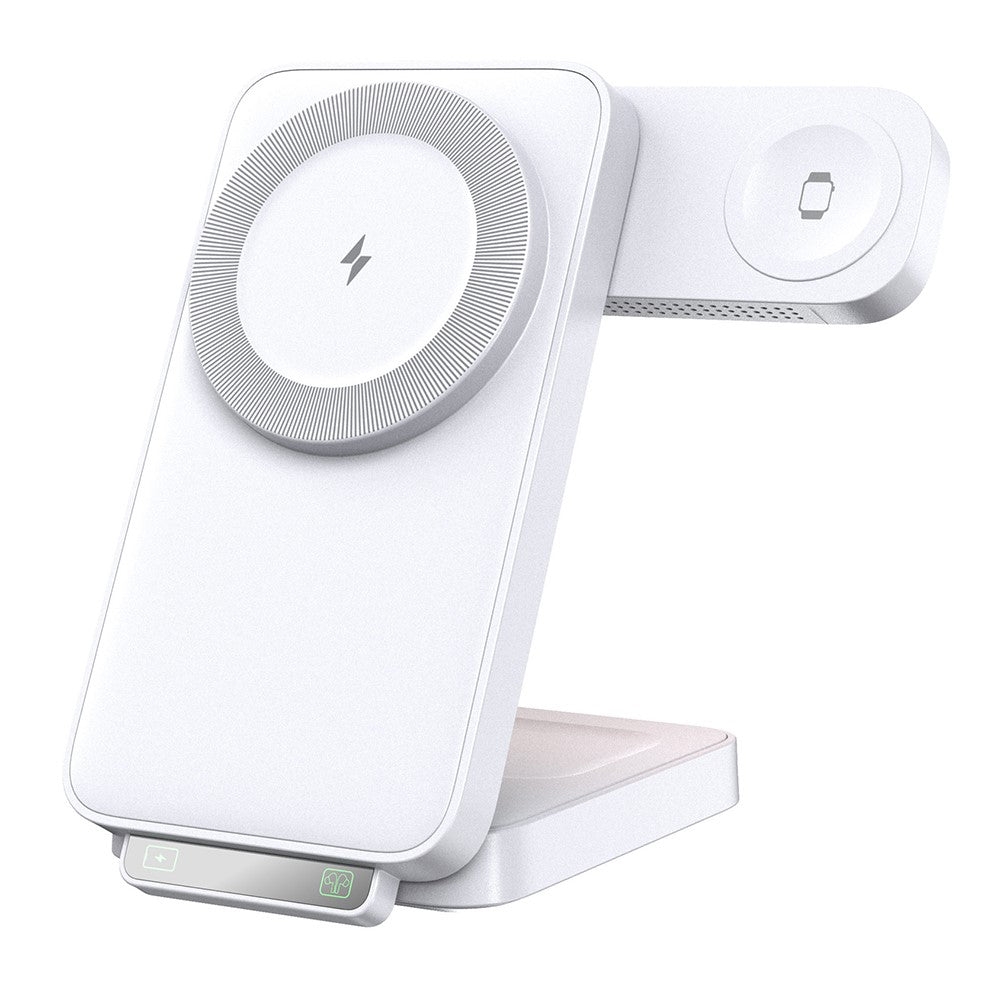 HT-545 Foldable Magnetic Wireless Charger with Night Light 3 in 1 15W Fast Charging Station for Phone / Earbuds / Watch