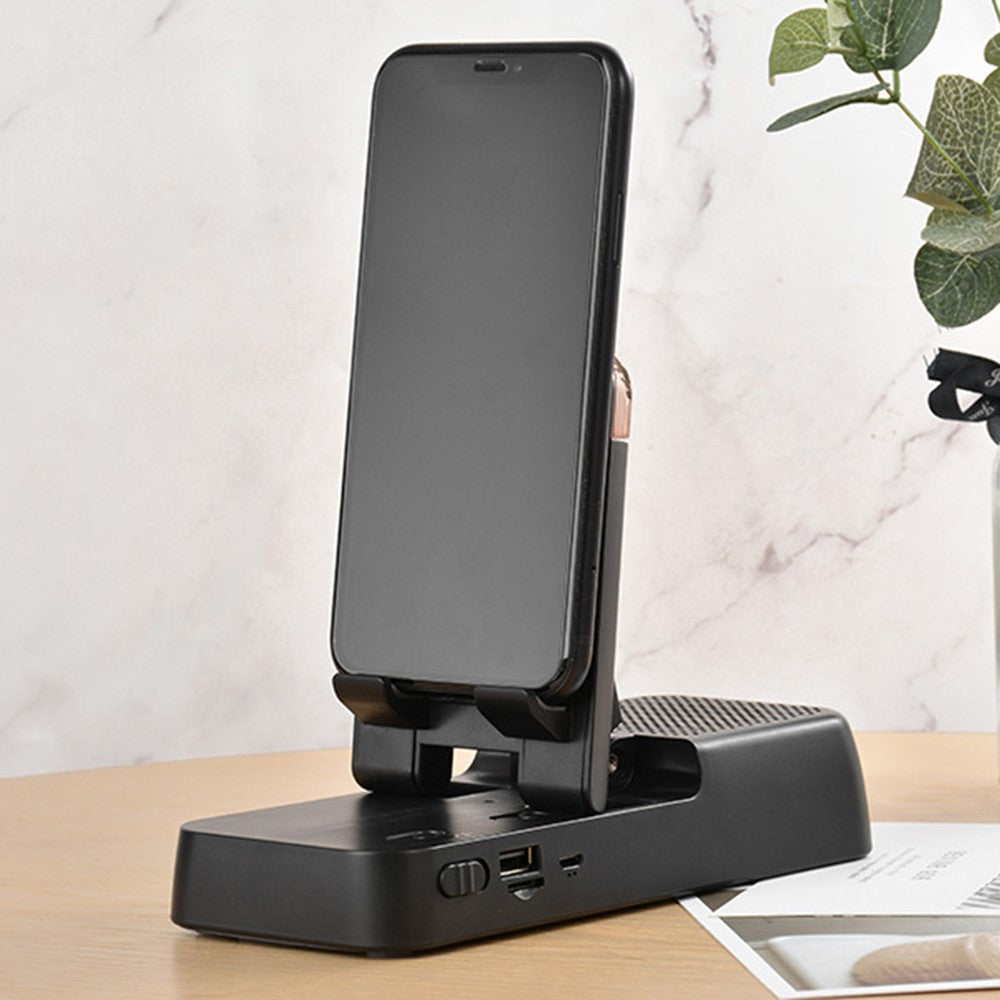F18 mobiltelefonholder Bluetooth-kompatibel højttaler Justerbar stander 1200mAh bærbar genopladelig