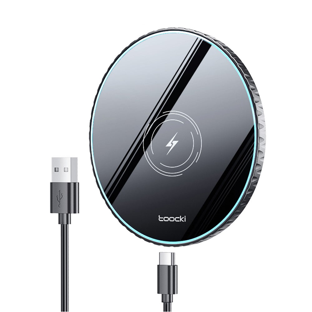 TOOCKI TQ-WL01 Trådløs Oplader 15W Ultratynd Bærbar Desktop Hurtigopladningsplade