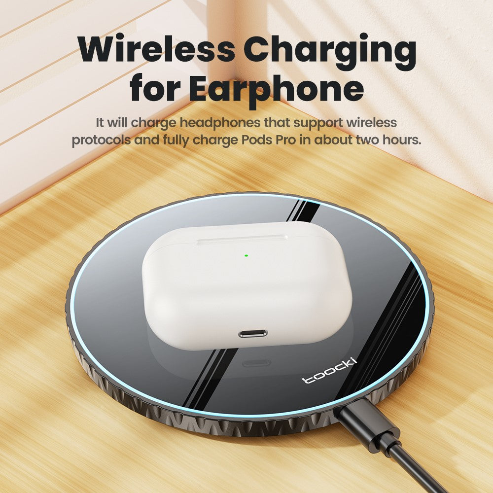 TOOCKI TQ-WL01 Wireless Charger 15W Ultra Thin Portable Desktop Fast Charging Pad
