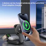 C40 Qi2 Magnetisk Trådløs Oplader til iPhone / Apple Watch / AirPods 3-i-1 Foldbar 15W Hurtig Opladningsstation med LED Varmt Lys