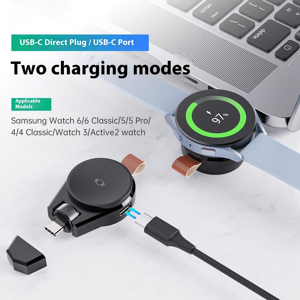 SIKAI Trådløs uroplader til Samsung Galaxy Watch 8/7/6/5 Type-C Magnetisk Roterende PD Hurtigopladningsstation