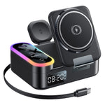 YESIDO DS38 65W Magnetic Wireless Charging Station for Phone / Watch / Earbuds Digital Clock with Retractable Type C Cable