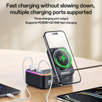 YESIDO DS38 65W Magnetic Wireless Charging Station for Phone / Watch / Earbuds Digital Clock with Retractable Type C Cable