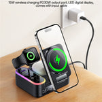 YESIDO DS38 65W Magnetic Wireless Charging Station for Phone / Watch / Earbuds Digital Clock with Retractable Type C Cable