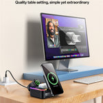 YESIDO DS38 65W Magnetic Wireless Charging Station for Phone / Watch / Earbuds Digital Clock with Retractable Type C Cable