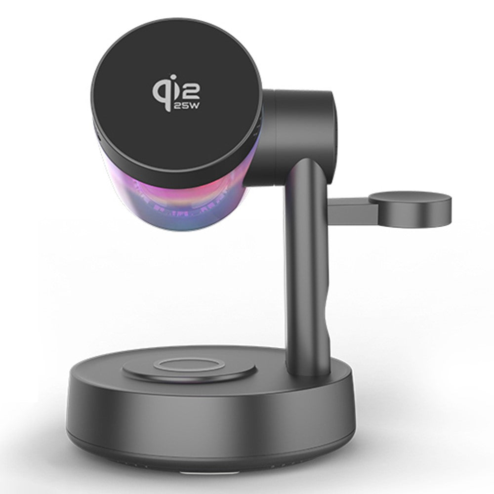 QI2.2 25W Magnetic Wireless Charger with Speaker Function for Phones / Earbuds / Watches Charging Station