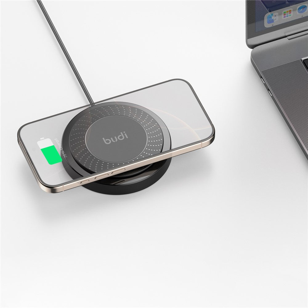 BUDI WL3000B Trådløs Oplader 15W Hurtig Opladning Bærbar Telefon Opladerplade
