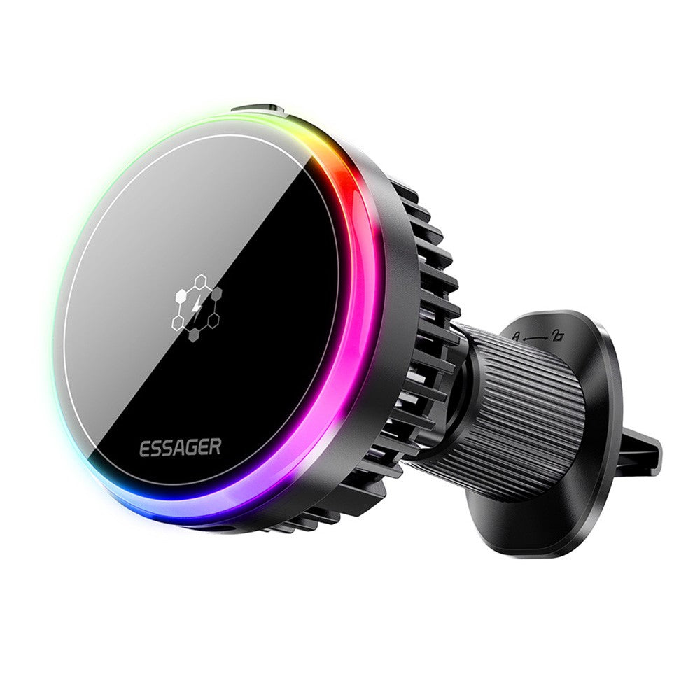 ESSAGER 15W Billuftventil Magnetisk Trådlös Laddare 360° Rotation Magnetisk Laddnings Powerbank TEC Cooling