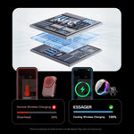ESSAGER 15W Billuftventil Magnetisk Trådlös Laddare 360° Rotation Magnetisk Laddnings Powerbank TEC Cooling