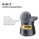 ESSAGER 4-i-1 15W Magnetisk Skrivebords Trådløs Oplader til Telefon Hurtig Opladning Stand med Magnetisk Plade