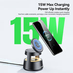 ESSAGER 4 in 1 15W Magnetic Desktop Wireless Charger for Phone Fast Charge Charging Stand with Magnetic Sheet