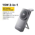 ESSAGER 2 in 1 Qi2 Desktop Magnetic Wireless Charger with Foldable Stand 15W Fast Charging Station