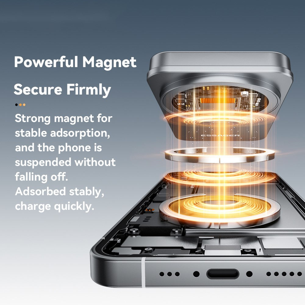 ESSAGER 2 in 1 Qi2 Desktop Magnetic Wireless Charger with Foldable Stand 15W Fast Charging Station