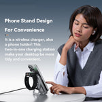 ESSAGER 2 in 1 Qi2 Desktop Magnetic Wireless Charger with Foldable Stand 15W Fast Charging Station