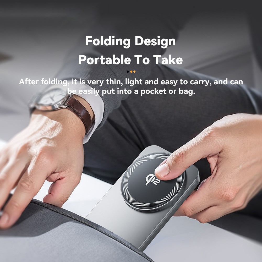 ESSAGER 2 in 1 Qi2 Desktop Magnetic Wireless Charger with Foldable Stand 15W Fast Charging Station