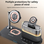 YESIDO DS37 6-i-1 Trådløs Skrivebordsopladerstativ Multifunktionel Ladestation med Ur/Lys