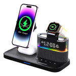 C09 QI2 5 in 1 Magnetic Wireless Charger Multifunctional Charging Station with Clock + Night Light