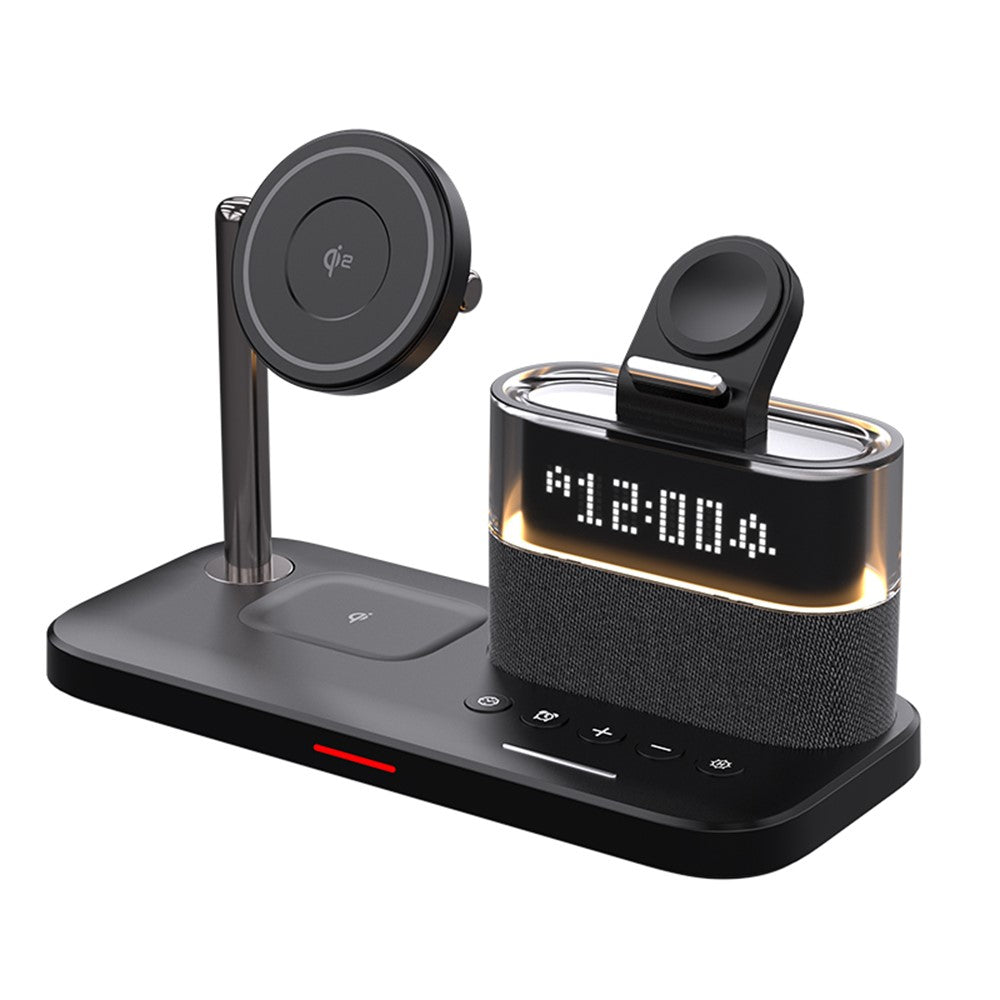 C09 QI2 5 in 1 Magnetic Wireless Charger Multifunctional Charging Station with Clock + Night Light