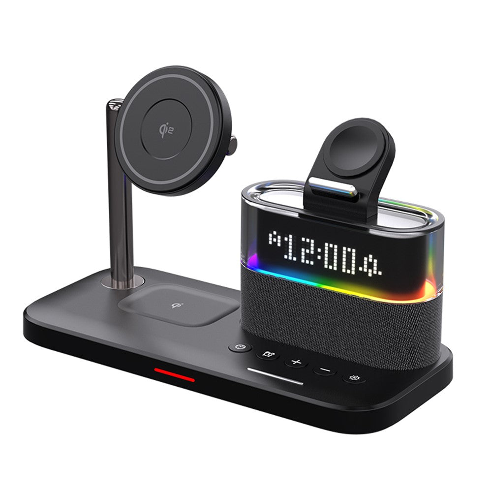 C09 QI2 5 in 1 Magnetic Wireless Charger Multifunctional Charging Station with Clock + Night Light