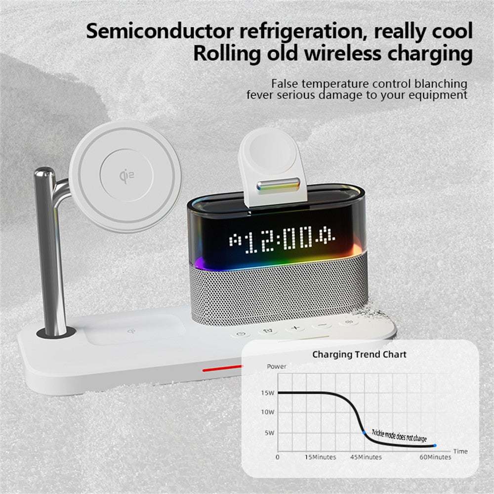 C09 QI2 5 in 1 Magnetic Wireless Charger Multifunctional Charging Station with Clock + Night Light