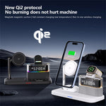 C09 QI2 5 in 1 Magnetic Wireless Charger Multifunctional Charging Station with Clock + Night Light