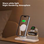 C09 QI2 5 in 1 Magnetic Wireless Charger Multifunctional Charging Station with Clock + Night Light