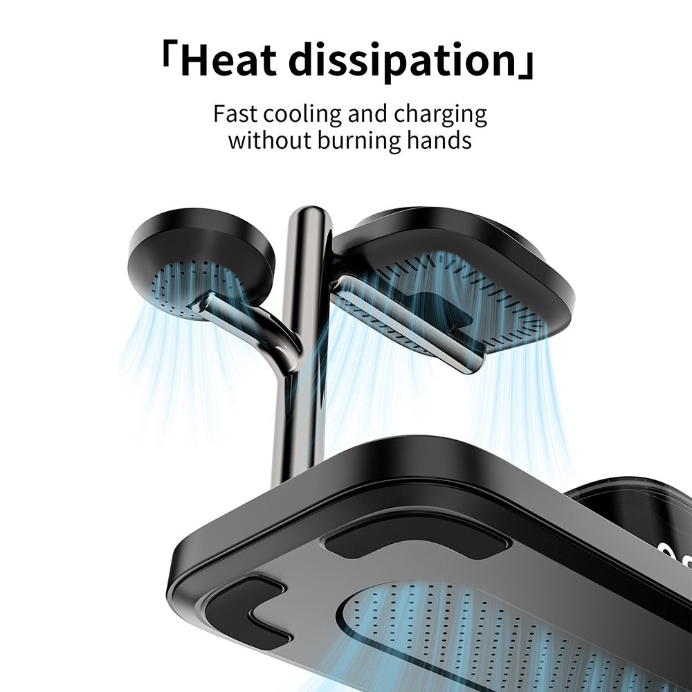 C09PLUS 5-i-1 Qi2.2 25W Magnetisk Trådløs Oplader + Bluetooth-Kompatibel Højttaler + Vækkeur + Natlampe + Tidsvisning