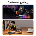C09PLUS 5-i-1 Qi2.2 25W Magnetisk Trådløs Oplader + Bluetooth-Kompatibel Højttaler + Vækkeur + Natlampe + Tidsvisning