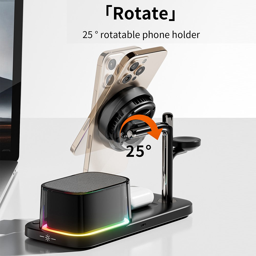 C09PRO Multifunction Qi2.2 25W Fast Charging Magnetic Wireless Charger Cooling Stand Bluetooth-compatible Speaker