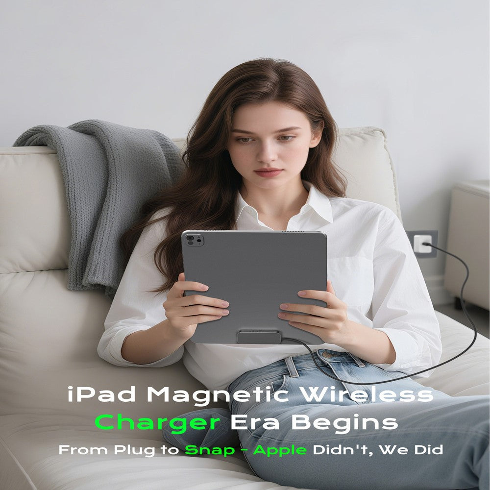 Magnetic Wireless Charger for iPad Air 13 (2025) / (2024) / Pro 12.9 (2022) / (2021) / (2020) / (2018) Fast Charging Pad with USB