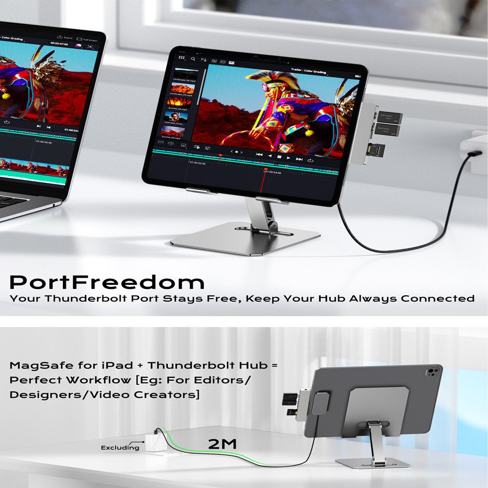 Magnetic Wireless Charger for iPad Air 13 (2025) / (2024) / Pro 12.9 (2022) / (2021) / (2020) / (2018) Fast Charging Pad with USB