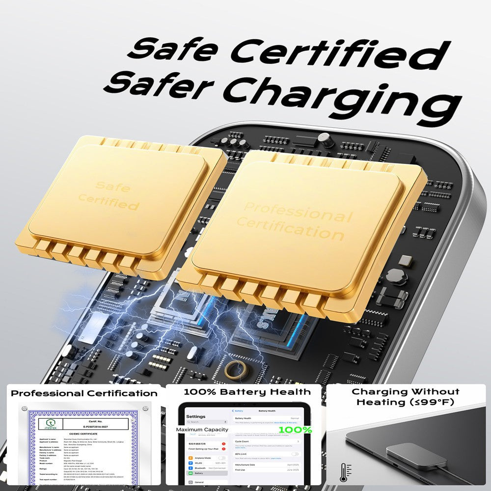 Magnetic Wireless Charger for iPad Air 13 (2025) / (2024) / Pro 12.9 (2022) / (2021) / (2020) / (2018) Fast Charging Pad with USB