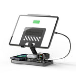 CYJ-268 5 in 1 Wireless Charging Station with Retractable Cable for Smartphone / Earbuds / Smart Watch / Tablet Foldable Stand