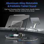 CYJ-268 5 in 1 Wireless Charging Station with Retractable Cable for Smartphone / Earbuds / Smart Watch / Tablet Foldable Stand