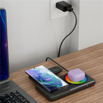 Q50D 4-in-1 Foldable Wireless Charger Dock 15W Fast Charging Station with RGB Ambient Light for Mobile Phone Apple Watch AirPods