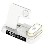 JJT-S37 15W Foldable Wireless Charger Dock Multifunctional Fast Charging Station with RGB Ambient Light and Clock for Samsung Watch