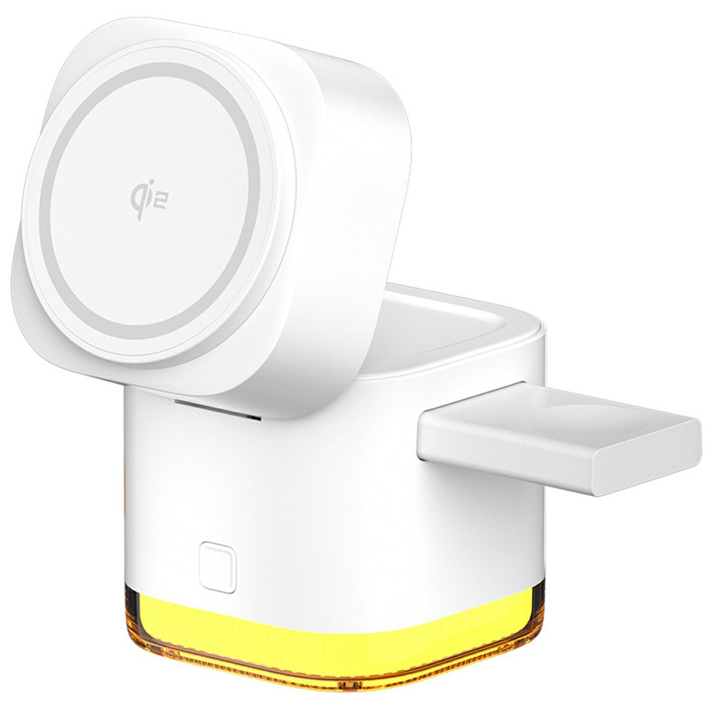 C53 QI2 5 in 1 Foldable Magnetic Wireless Charger 15W Fast Charging Charger Built-in Retractable Cable with Adjustable LED Night Light