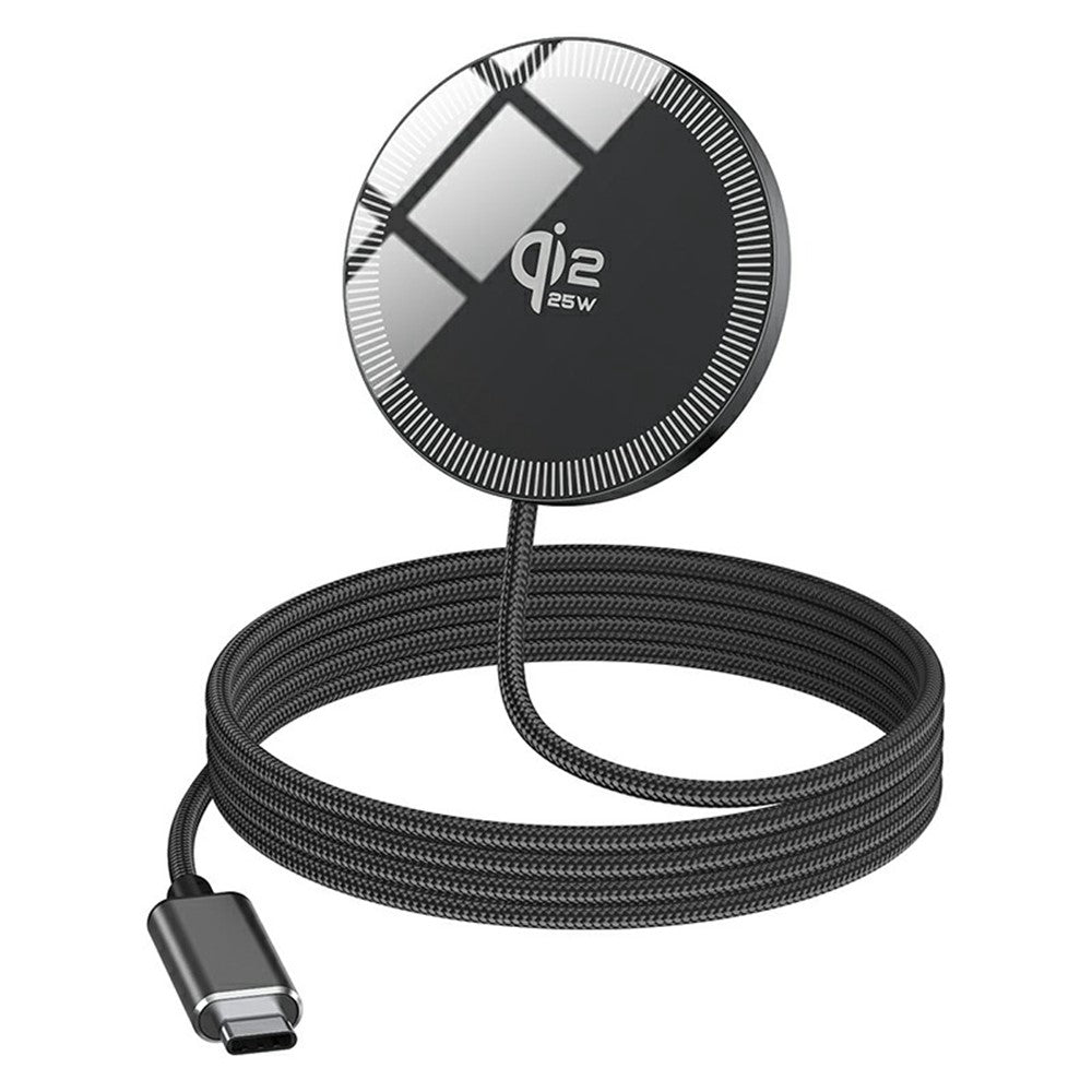 Q12 Portable 25W Fast Charging Pad Compatible with MagSafe Type-C Qi2 Magnetic Wireless Charger