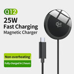 Q12 Portable 25W Fast Charging Pad Compatible with MagSafe Type-C Qi2 Magnetic Wireless Charger