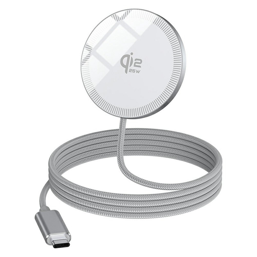 Q12 Bærbar 25W Hurtig Opladningsplade Kompatibel med MagSafe Type-C Qi2 Magnetisk Trådløs Oplader