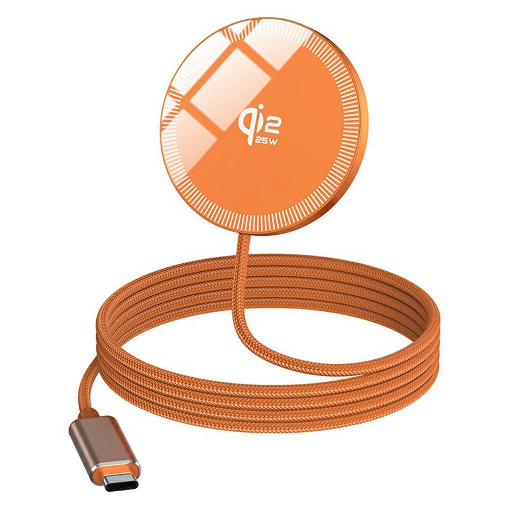 Q12 Bærbar 25W Hurtig Opladningsplade Kompatibel med MagSafe Type-C Qi2 Magnetisk Trådløs Oplader